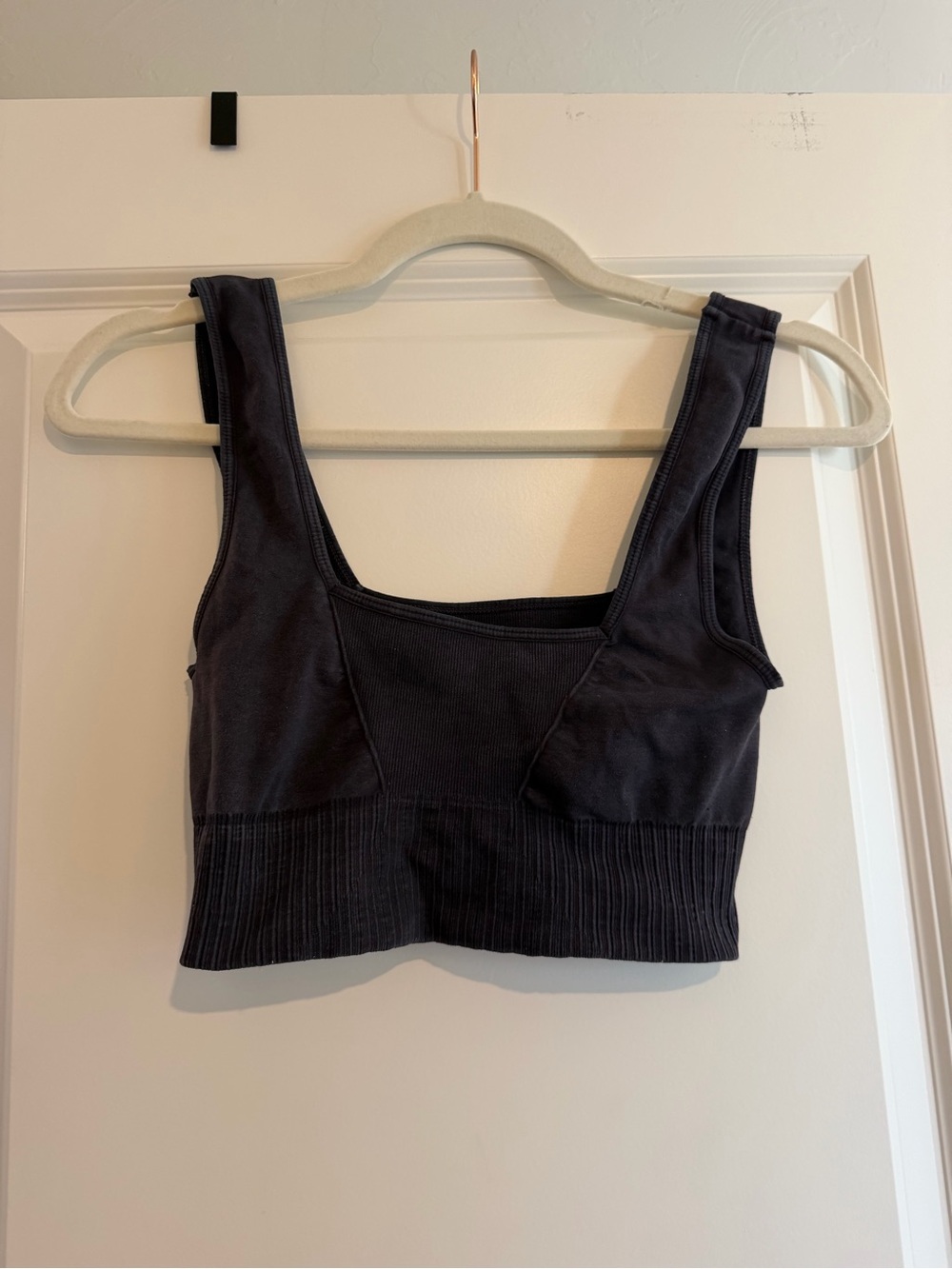 FP Movement by Free People Ribbed Square-Neck Sports Bra - Black